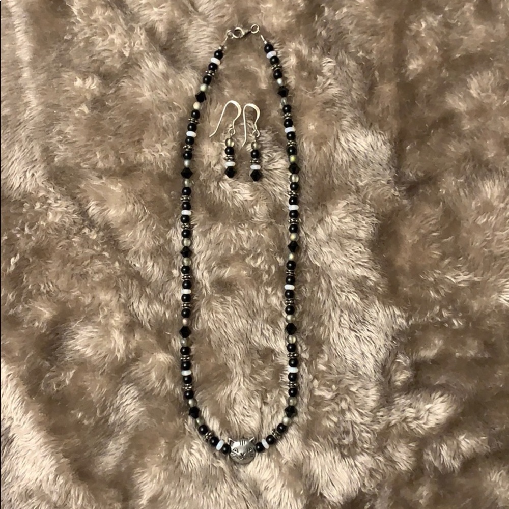 Handmade necklace and earrings set